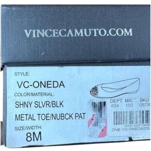 Vince Camuto Oneda Nubuck Patent Leather Embellished Capped Toe Ballet Flats 8 - Picture 6 of 6